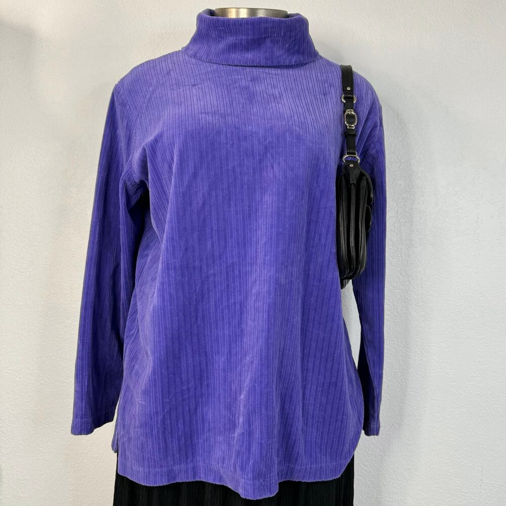 Vintage Purple Corduroy Mock Neck Long Sleeve Shirt Size XL - Picture 4 of 7